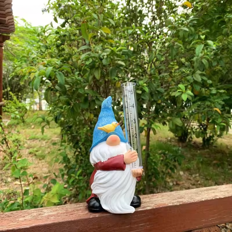 Soraya - Dealbhán Gairdín Gnome Mealltach le Tomhas Báistí Déanta as Rísín do Maisiú Gairdín Draíochta