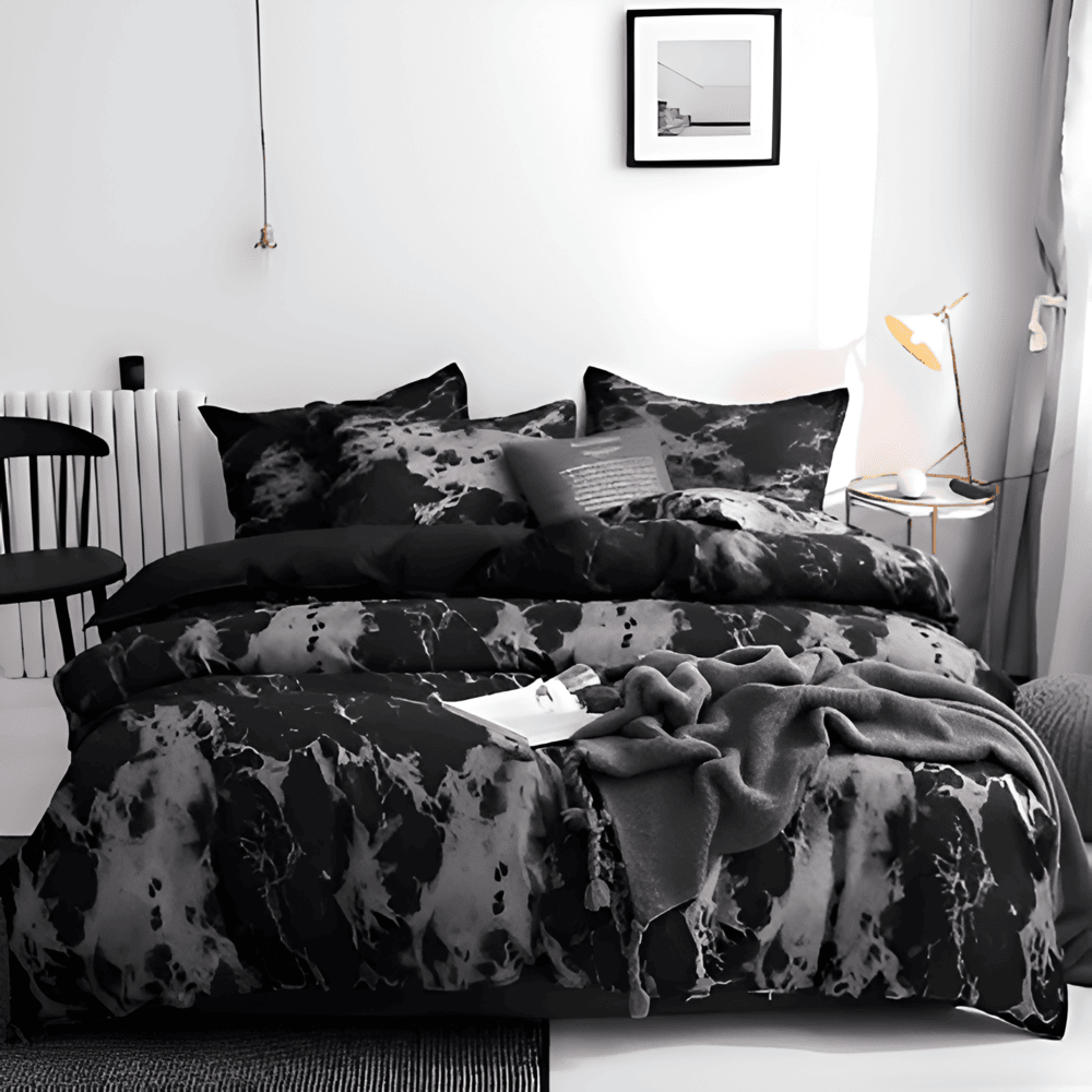 Socraigh Leaba Marmair Só 155x220 cm – Clúdach Duvet Mín Miocrófiber 3 phíosa agus Cásanna Píolóta don Chompord Uachtarach