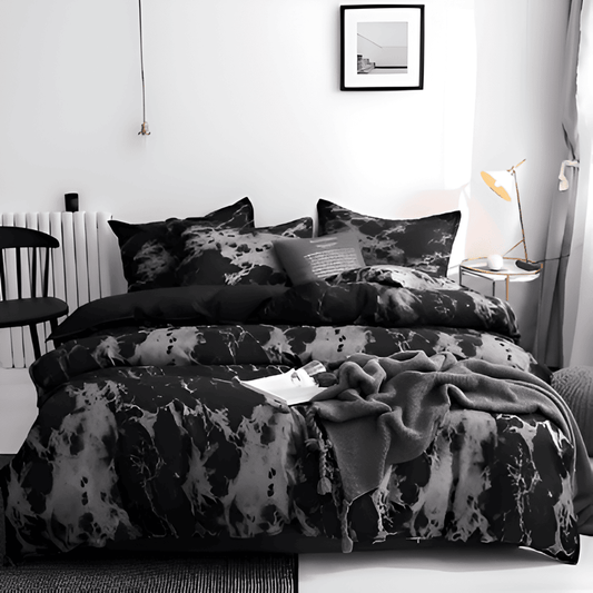 Socraigh Leaba Marmair Só 155x220 cm – Clúdach Duvet Mín Miocrófiber 3 phíosa agus Cásanna Píolóta don Chompord Uachtarach