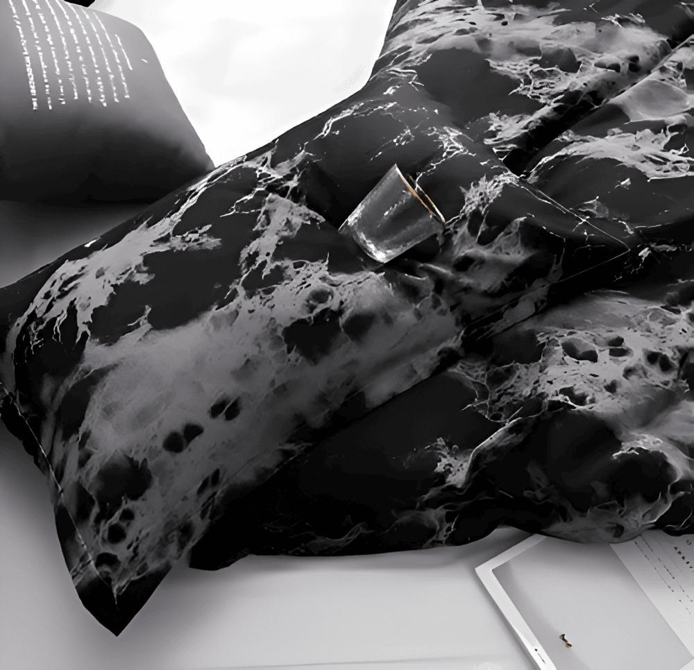 Socraigh Leaba Marmair Só 155x220 cm – Clúdach Duvet Mín Miocrófiber 3 phíosa agus Cásanna Píolóta don Chompord Uachtarach
