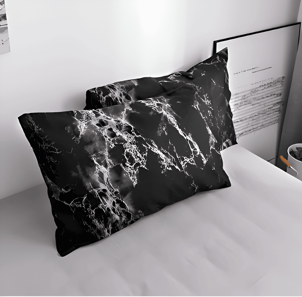 Socraigh Leaba Marmair Só 155x220 cm – Clúdach Duvet Mín Miocrófiber 3 phíosa agus Cásanna Píolóta don Chompord Uachtarach