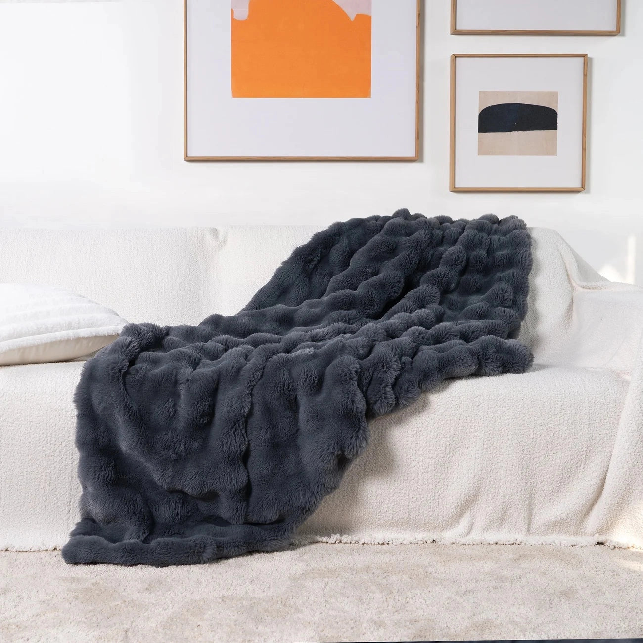 Blaincéad Meáite Faux Fur Cniotáilte Trom Só do Intéirneach Nua-Aimseartha Teolaí