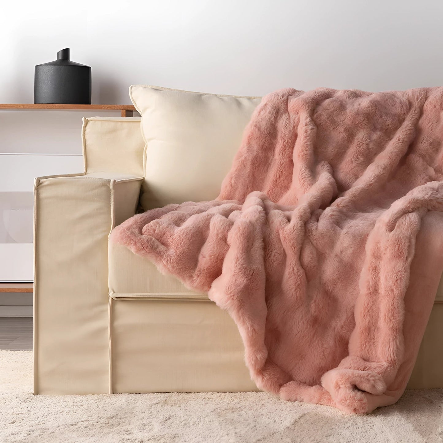 Blaincéad Meáite Faux Fur Cniotáilte Trom Só do Intéirneach Nua-Aimseartha Teolaí