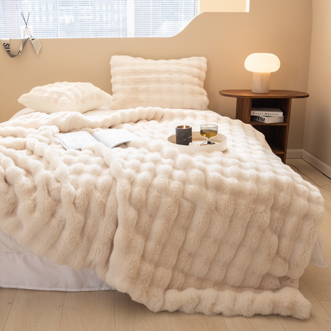 Blaincéad Meáite Faux Fur Cniotáilte Trom Só do Intéirneach Nua-Aimseartha Teolaí