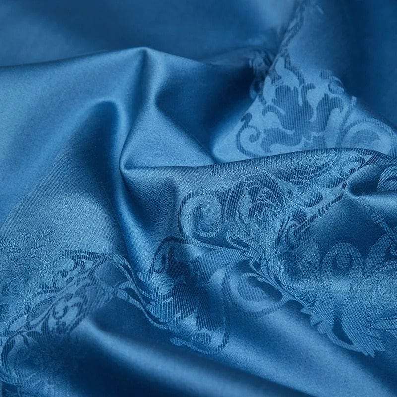 Socraigh Clúdach Duvet Cadás Éigipteach Gorm Só – 200x230 cm le 2 Cás Píolóta Galánta