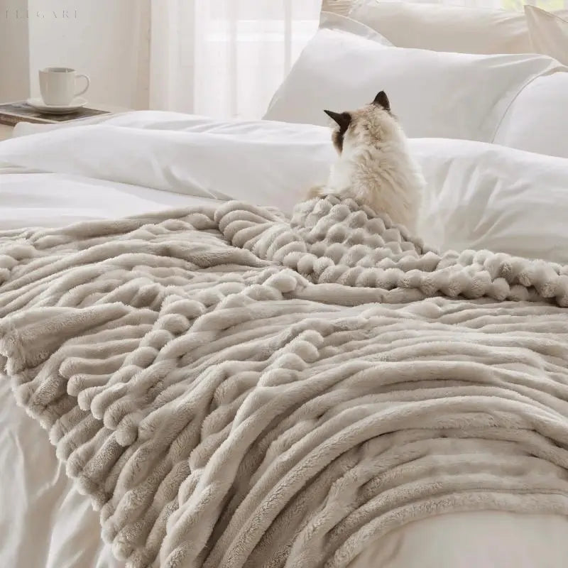 Blaincéad Fleece An-Compordach Luxe An-Éadrom le Faux Sheepskin Ardchaighdeáin do Chroíthe Te agus Atmaisféar Teolaí