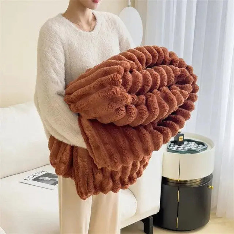 Blaincéad Fleece An-Compordach Luxe An-Éadrom le Faux Sheepskin Ardchaighdeáin do Chroíthe Te agus Atmaisféar Teolaí