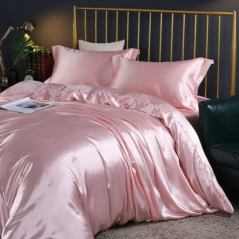 Socraigh Clúdach Duvet Satin Galánta – Leaba Nua-Aimseartha Só le Críoch Chic