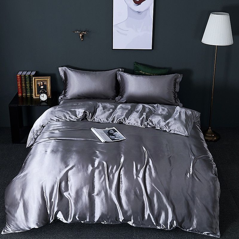 Socraigh Clúdach Duvet Satin Galánta – Leaba Nua-Aimseartha Só le Críoch Chic