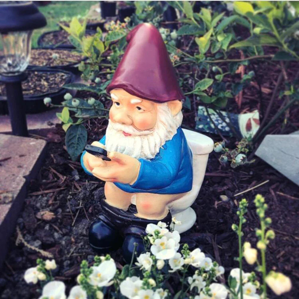 Sylpha - Figurín Gnome Gairdín Beag Dhraíochtúil i Réisín le haghaidh Maisiú Gairdín Spraíúil agus Greannmhar