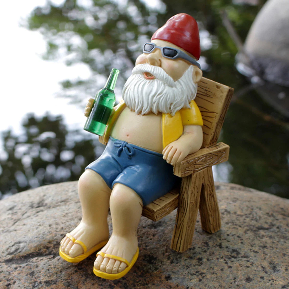 Drusiana - Gnáthóg Grianmhar Mealltach Gnome Réisín le Cathaoir Luascán Sómhar do Maisiú Gairdín Draíochtúil