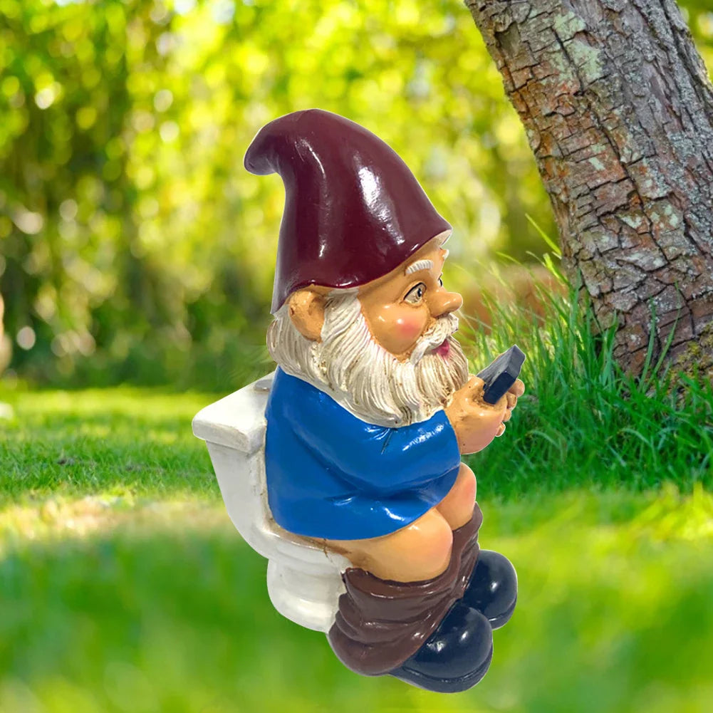 Sylpha - Figurín Gnome Gairdín Beag Dhraíochtúil i Réisín le haghaidh Maisiú Gairdín Spraíúil agus Greannmhar