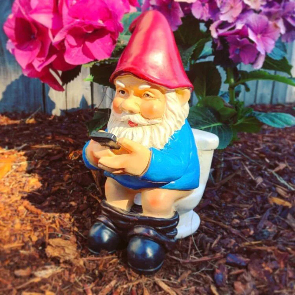Sylpha - Figurín Gnome Gairdín Beag Dhraíochtúil i Réisín le haghaidh Maisiú Gairdín Spraíúil agus Greannmhar