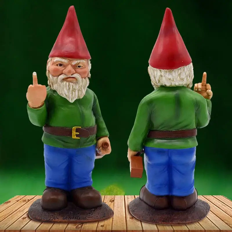 Cypria - Dealbh Gnome Díreach Grinn le Méar Lár don Gairdín agus don Lánmhaireachtán