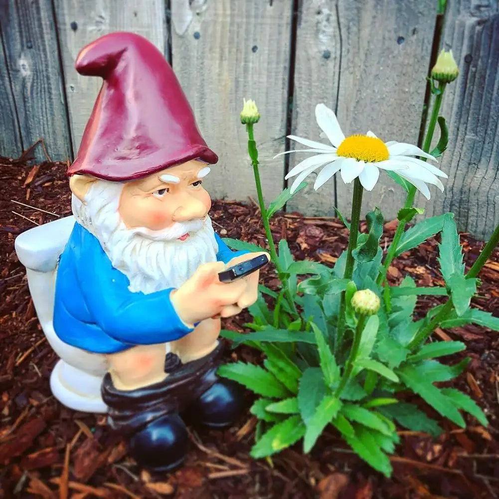 Sylpha - Figurín Gnome Gairdín Beag Dhraíochtúil i Réisín le haghaidh Maisiú Gairdín Spraíúil agus Greannmhar