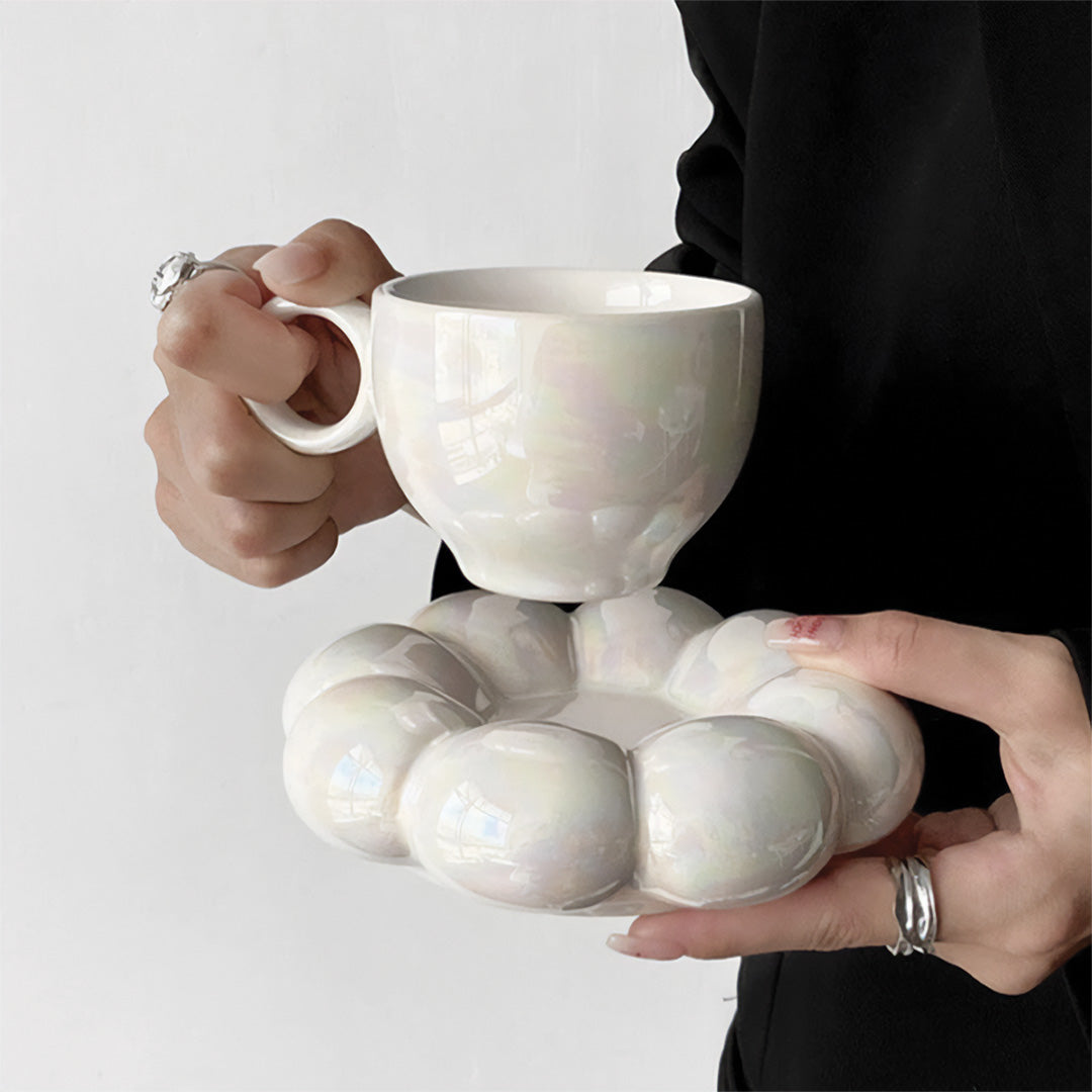 Mug Grianbhuí Galánta le Patrún Bláthanna Foirfe do Bricfeasta Álainn