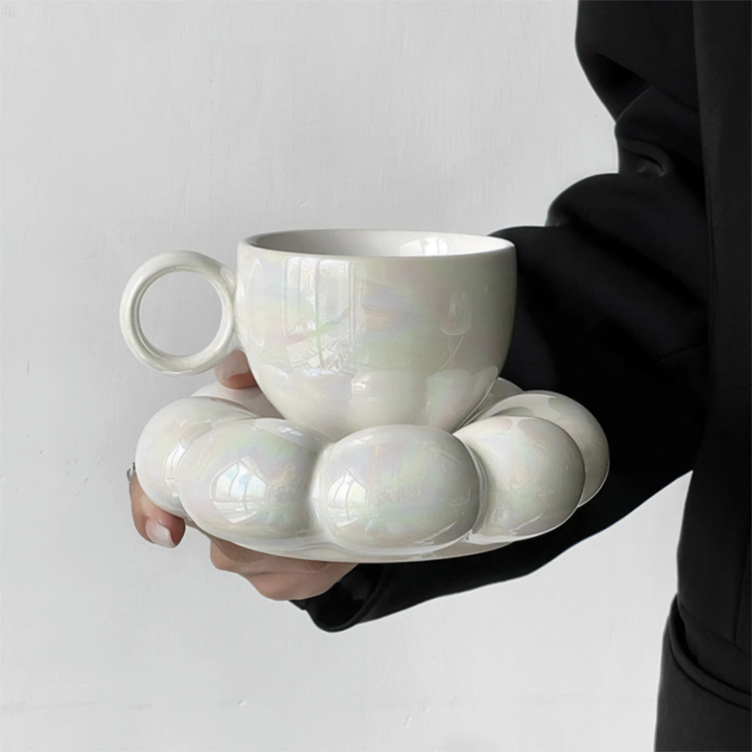 Mug Grianbhuí Galánta le Patrún Bláthanna Foirfe do Bricfeasta Álainn