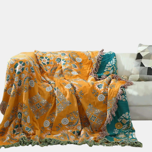 Plaid Jacquard Boho Faiseanta Déanta as Cadás Bog - Foirfe do Atmaisféirí Teolaí