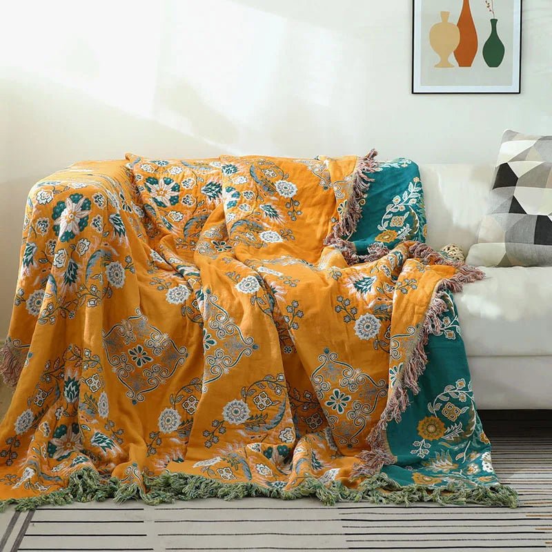 Plaid Jacquard Boho Faiseanta Déanta as Cadás Bog - Foirfe do Atmaisféirí Teolaí