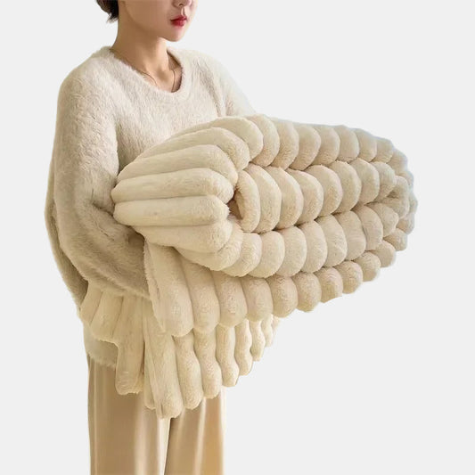 Blaincéad Flannel Fliuch Stríocach do Chónaí Teolaí agus Maisiú Seomra Codlata