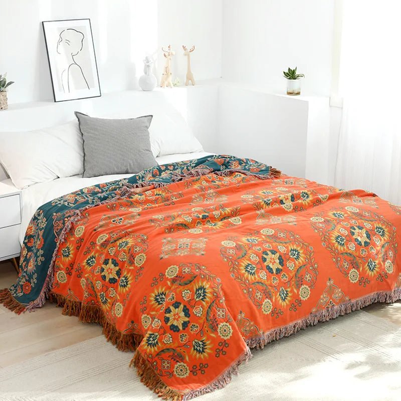 Plaid Jacquard Boho Faiseanta Déanta as Cadás Bog - Foirfe do Atmaisféirí Teolaí