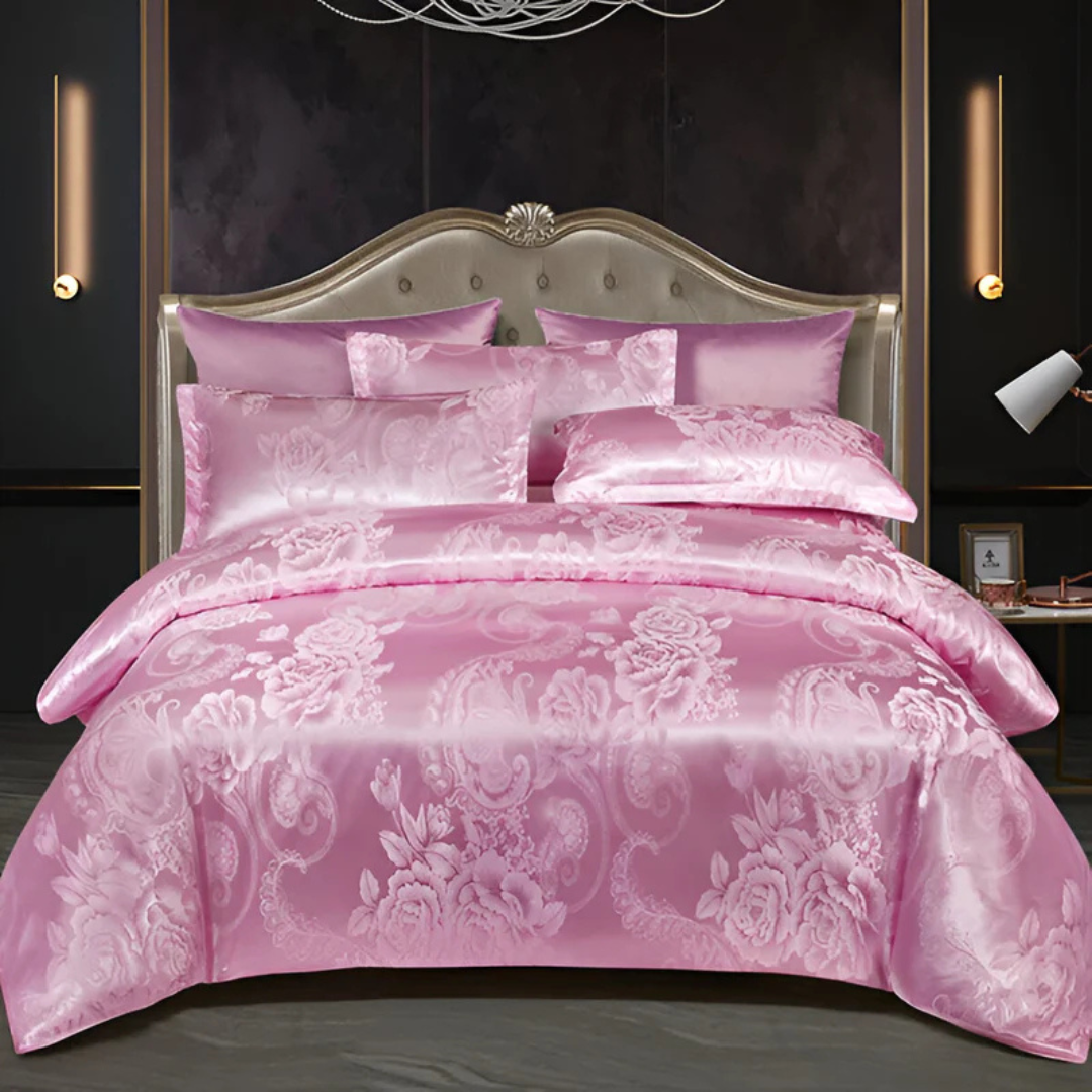 Clúdach Leaba Satin Galánta le Patrún Jacquard – Leaba Bog Síolta, Inaistrithe do Sheomraí Leapa Só