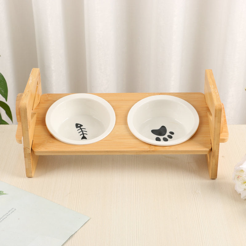 Socrú Biaithe Dúbailte Só PawElegance le Bambú Cneasta agus Cruach Dhosmálta do Pheataí