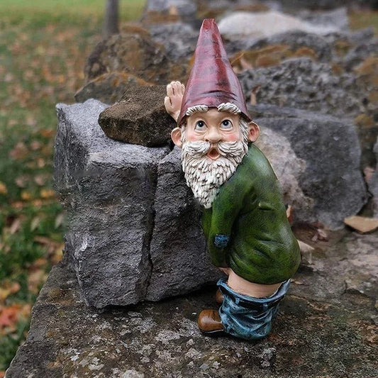 Casta - Figurín Gnome Cruthaitheach Déanta as Rísín le Beard Bán Galánta