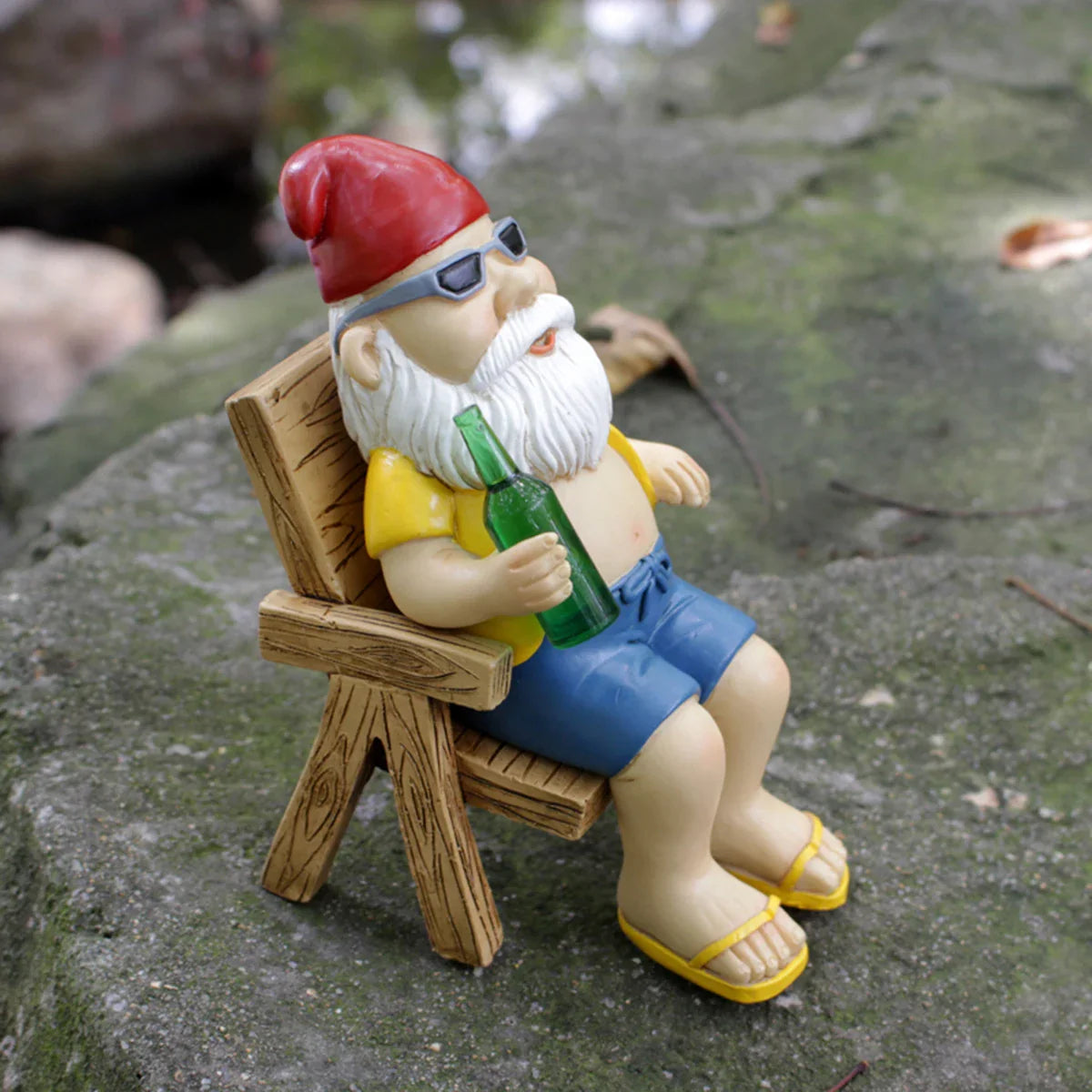 Drusiana - Gnáthóg Grianmhar Mealltach Gnome Réisín le Cathaoir Luascán Sómhar do Maisiú Gairdín Draíochtúil