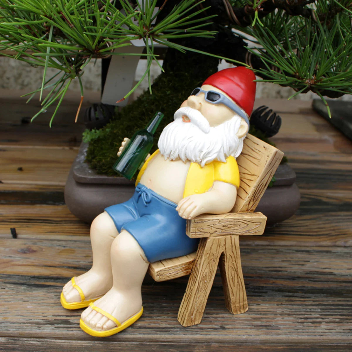 Drusiana - Gnáthóg Grianmhar Mealltach Gnome Réisín le Cathaoir Luascán Sómhar do Maisiú Gairdín Draíochtúil