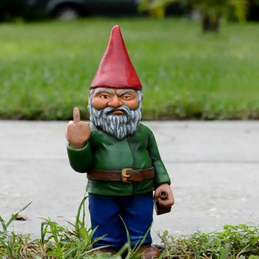 Cypria - Dealbh Gnome Díreach Grinn le Méar Lár don Gairdín agus don Lánmhaireachtán