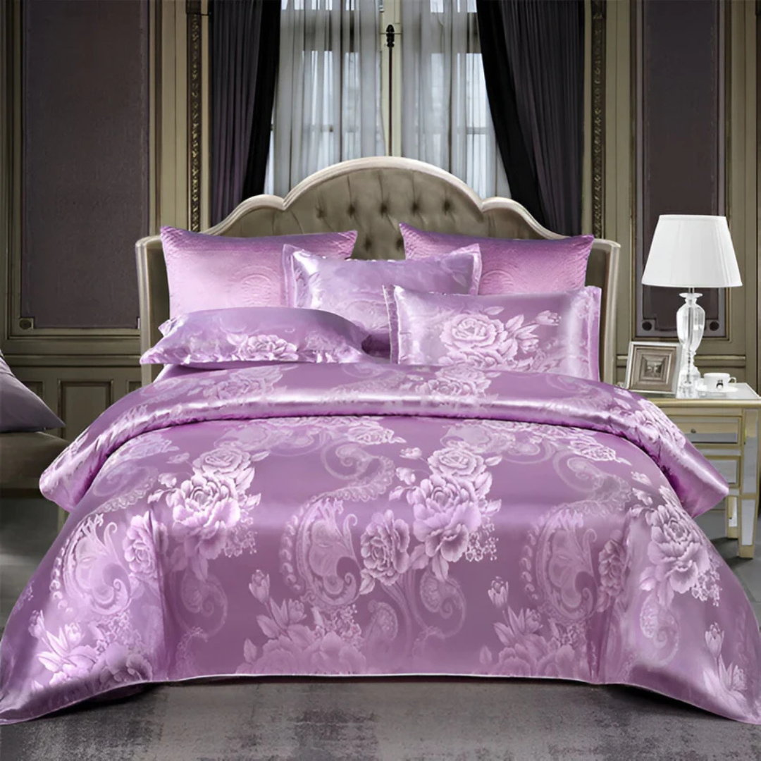 Socraigh Clúdach Duvet Satin Só le Prionta Bláthanna Galánta don Chompord agus Stíl Seomra Codlata Uachtarach