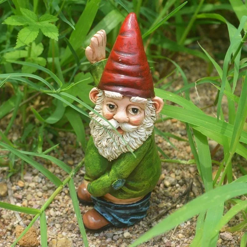 Casta - Figurín Gnome Cruthaitheach Déanta as Rísín le Beard Bán Galánta