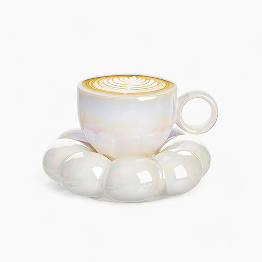 Mug Grianbhuí Galánta le Patrún Bláthanna Foirfe do Bricfeasta Álainn